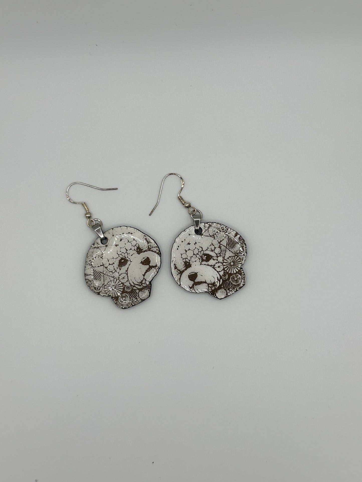 Geometric Bichon Dangle Earrings
