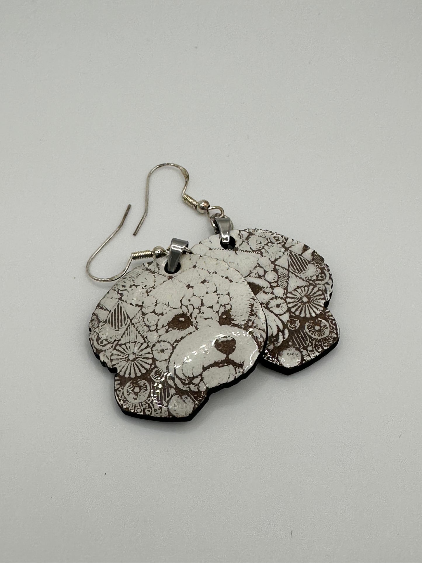 Geometric Bichon Dangle Earrings