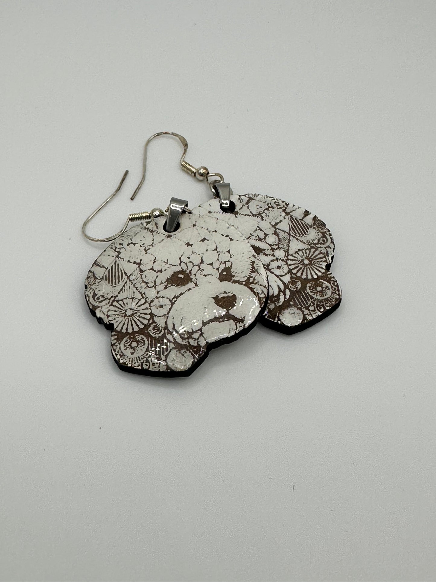 Geometric Bichon Dangle Earrings