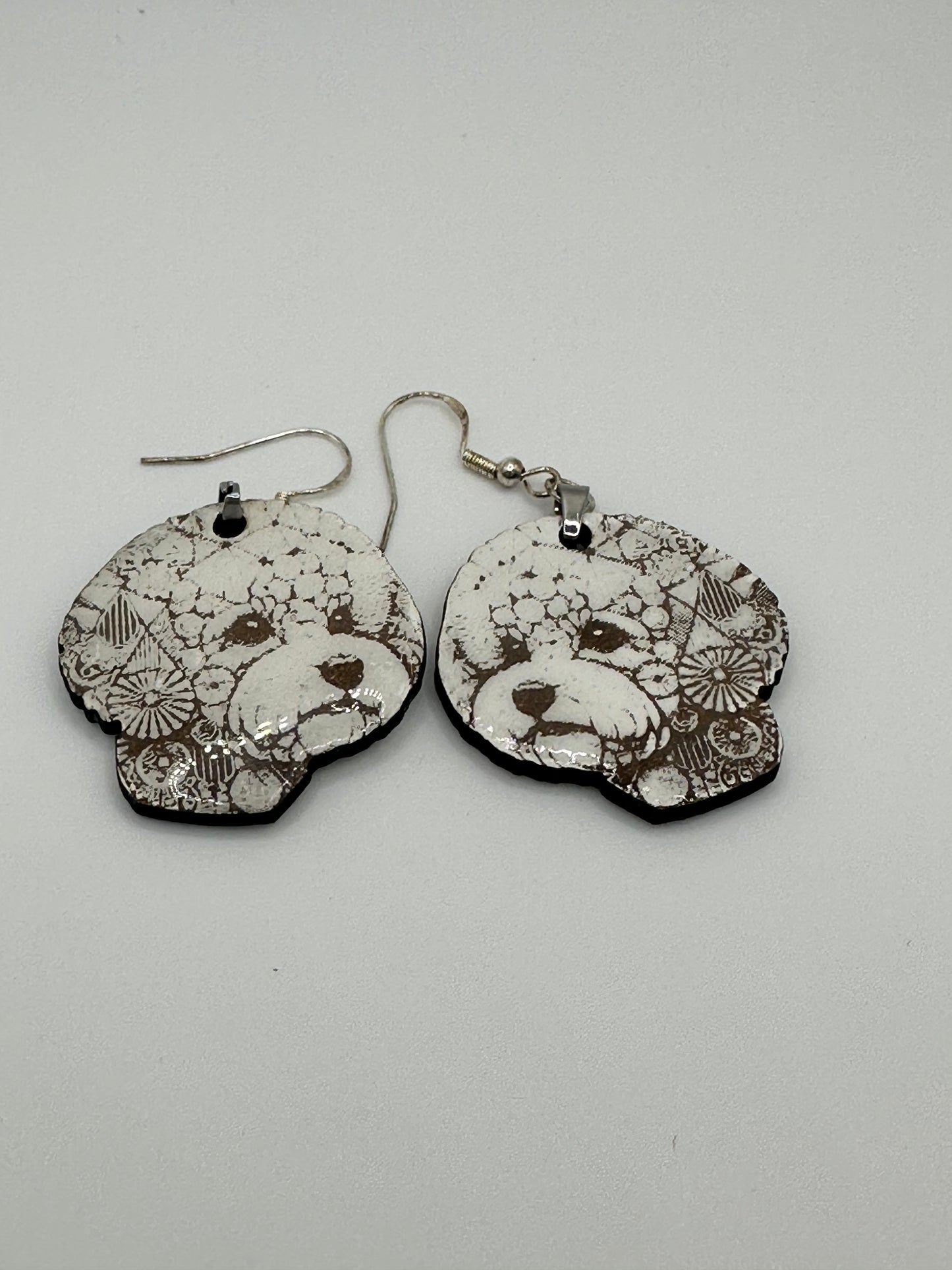 Geometric Bichon Dangle Earrings