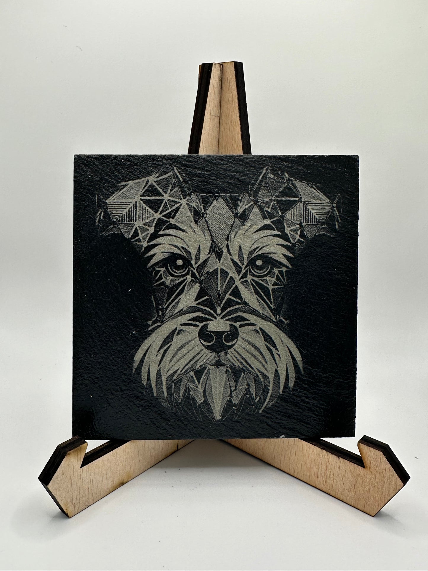 Geometric Dog Design Slate Coasters