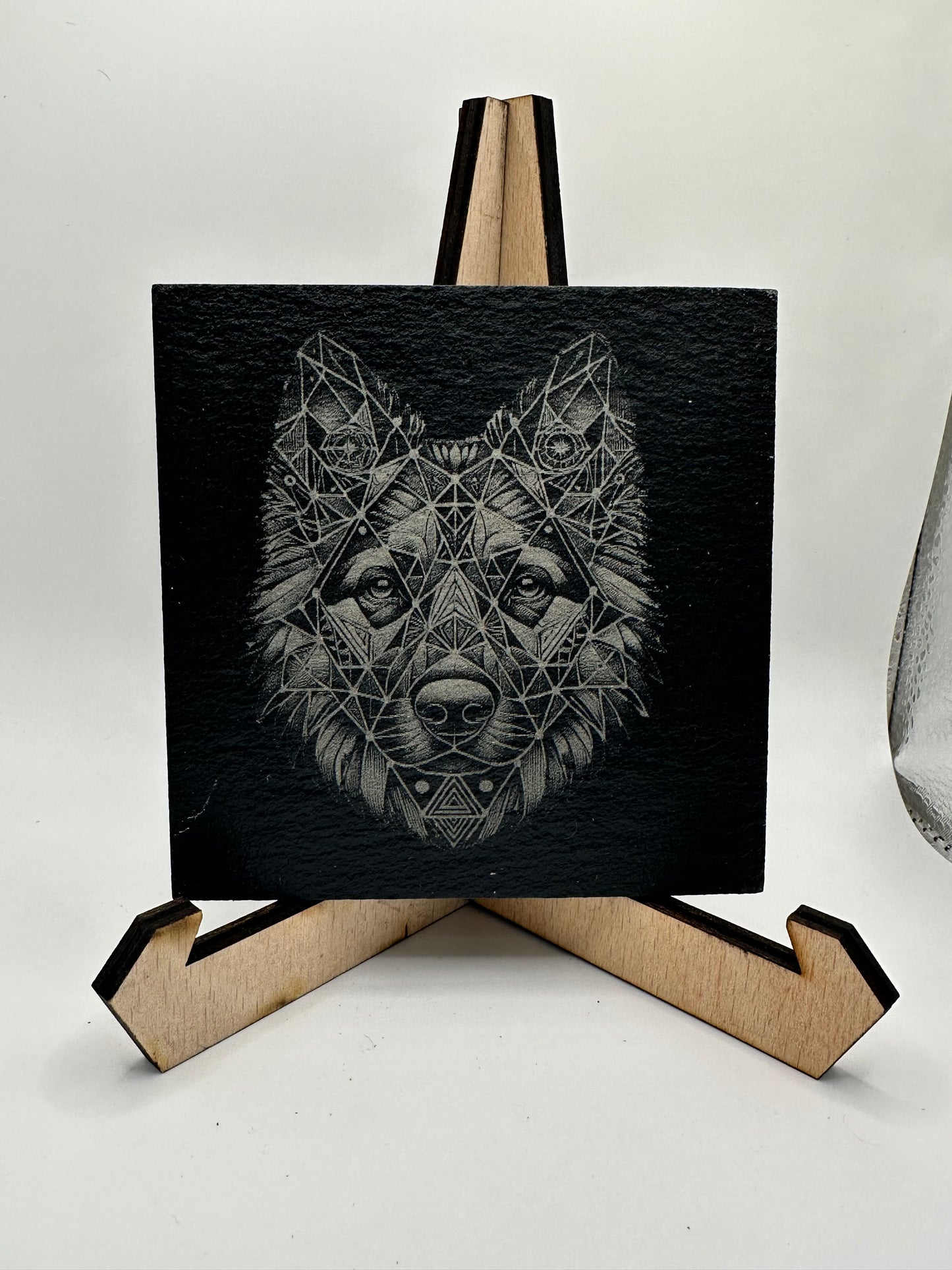 Geometric Dog Design Slate Coasters