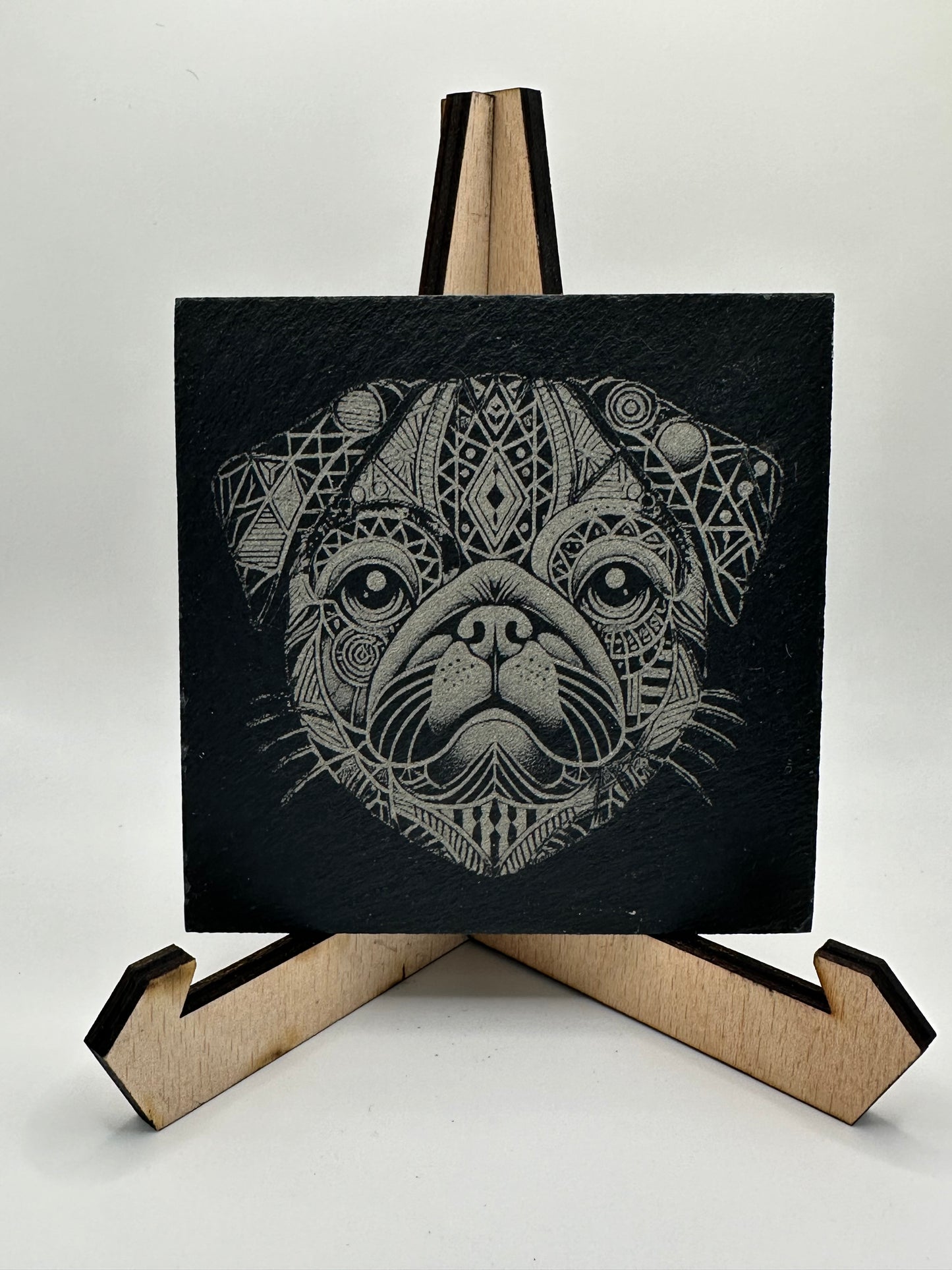 Geometric Dog Design Slate Coasters