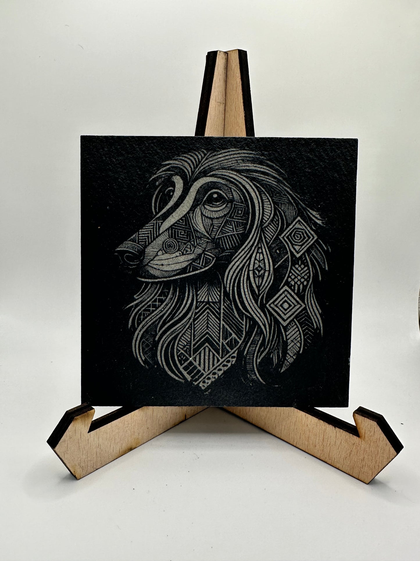 Geometric Dog Design Slate Coasters