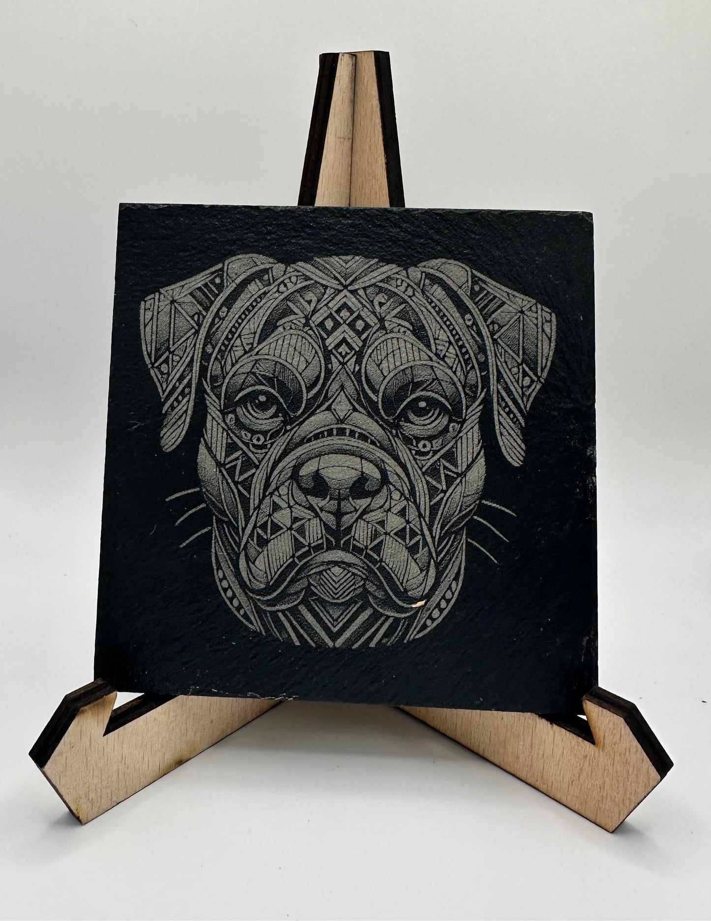 Geometric Dog Design Slate Coasters