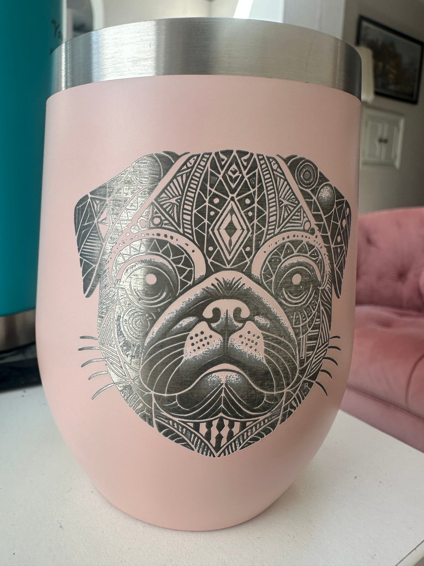 Geometric Dog design 12oz 340ml Double Wall Thermal Cup