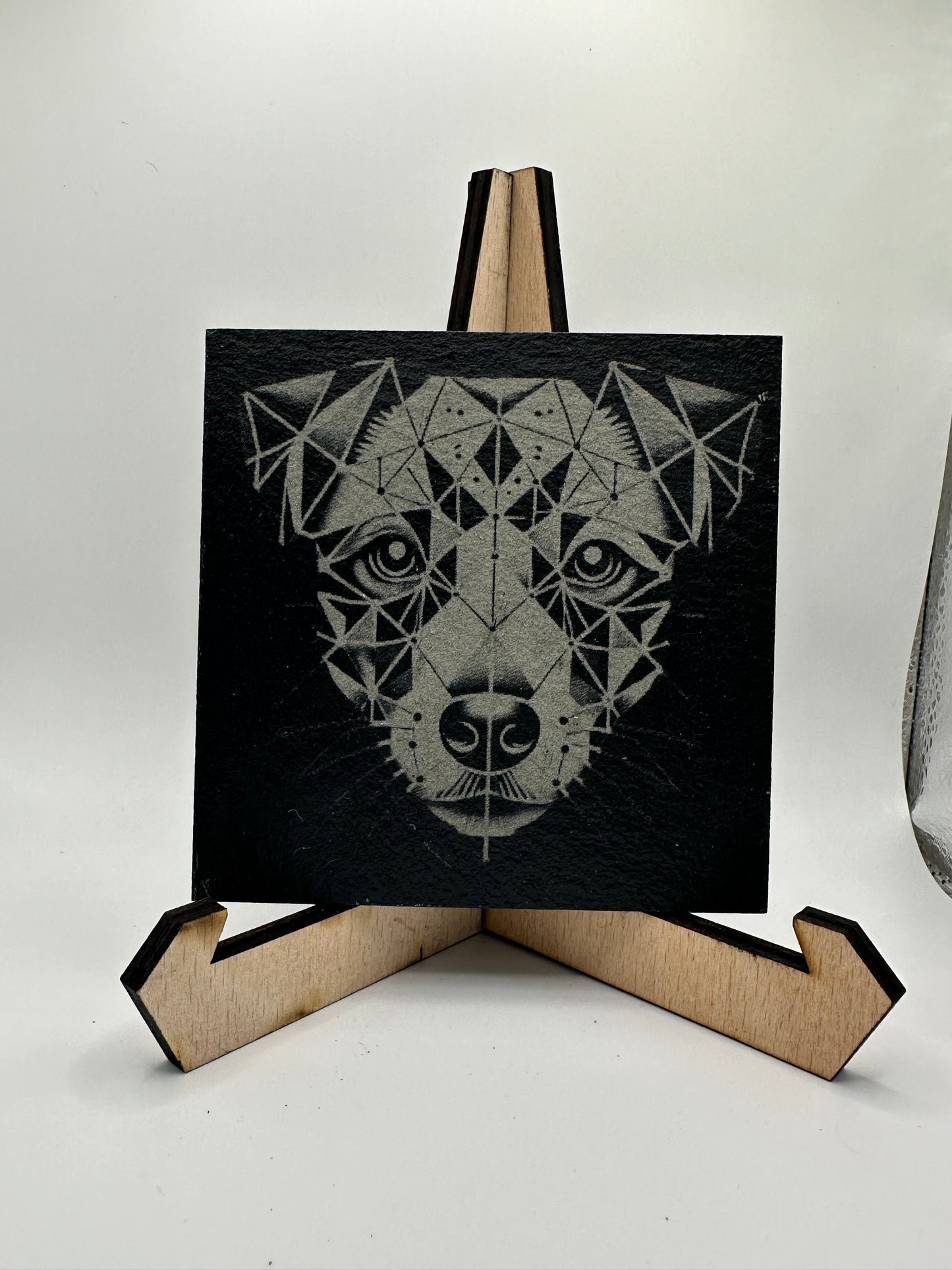 Geometric Dog Design Slate Coasters