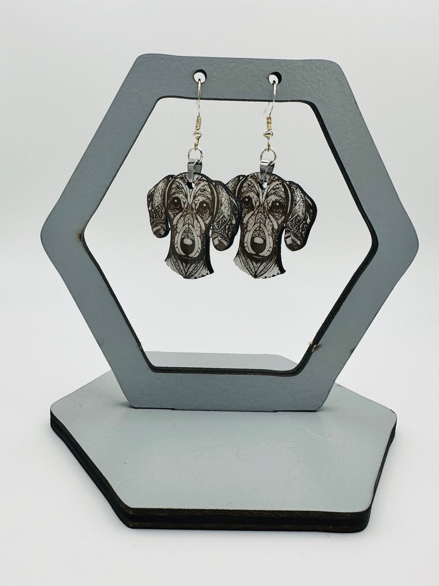 Geometric Dachshund Dangle Earring