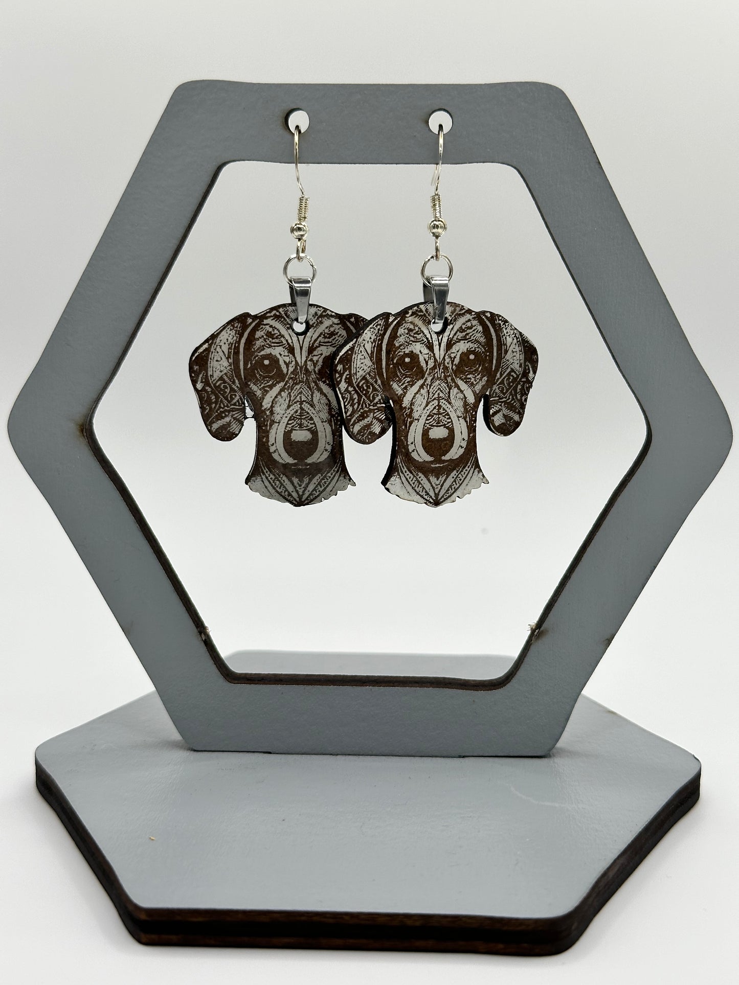 Geometric Dachshund Dangle Earring