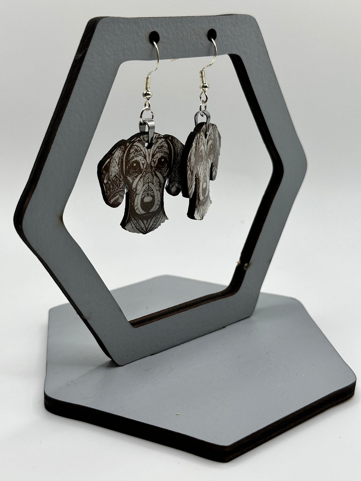 Geometric Dachshund Dangle Earring