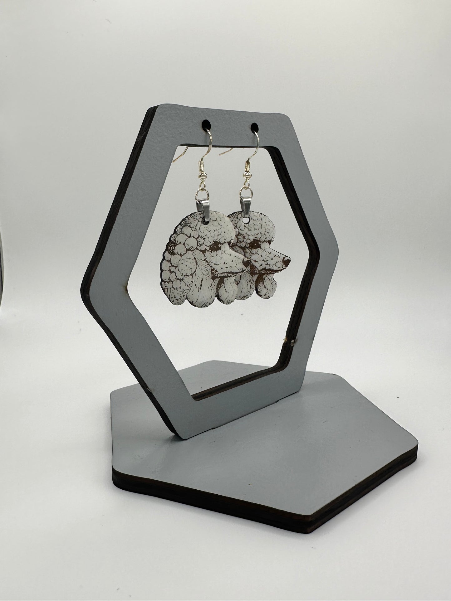 Geometric Poodle Dangle Earrings