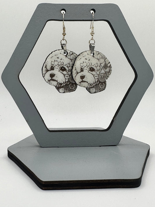 Geometric Bichon Dangle Earrings